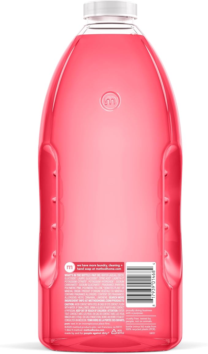 Method All-Purpose Cleaner Refill, Pink Grapefruit, Perfect for Most Counters, Tiles, Stone, and More, 68 Fl Oz bottles, (Pack of 6)