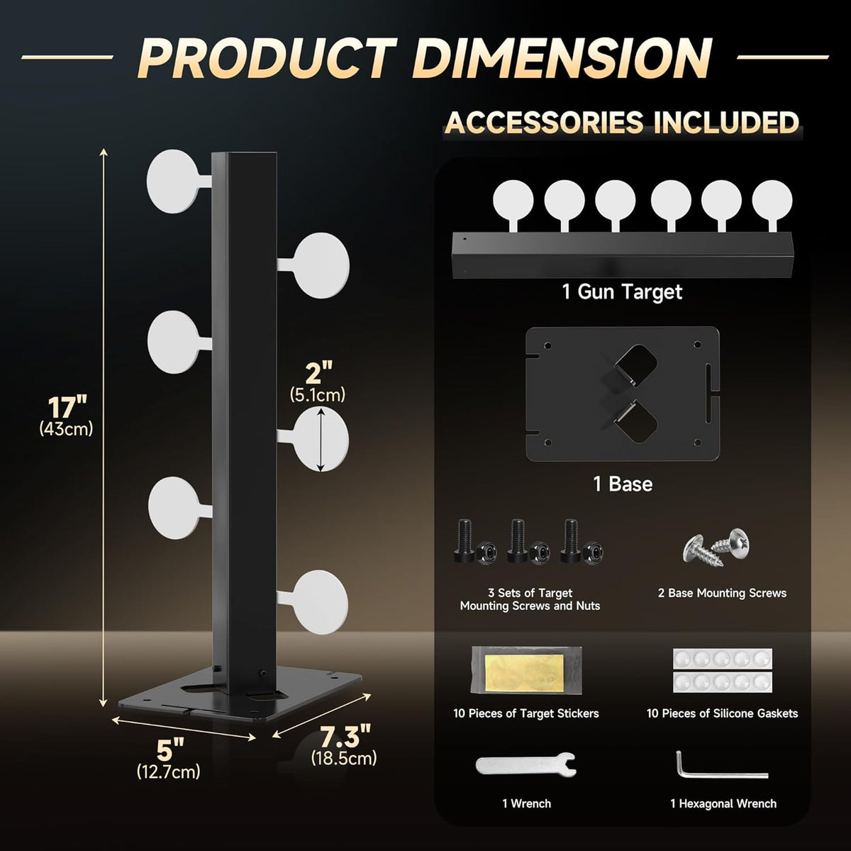Skiennix Metal Swing Shooting Target Stand - Heavy Duty Alloy Steel with 6 Steel Plates | 180° Rotation