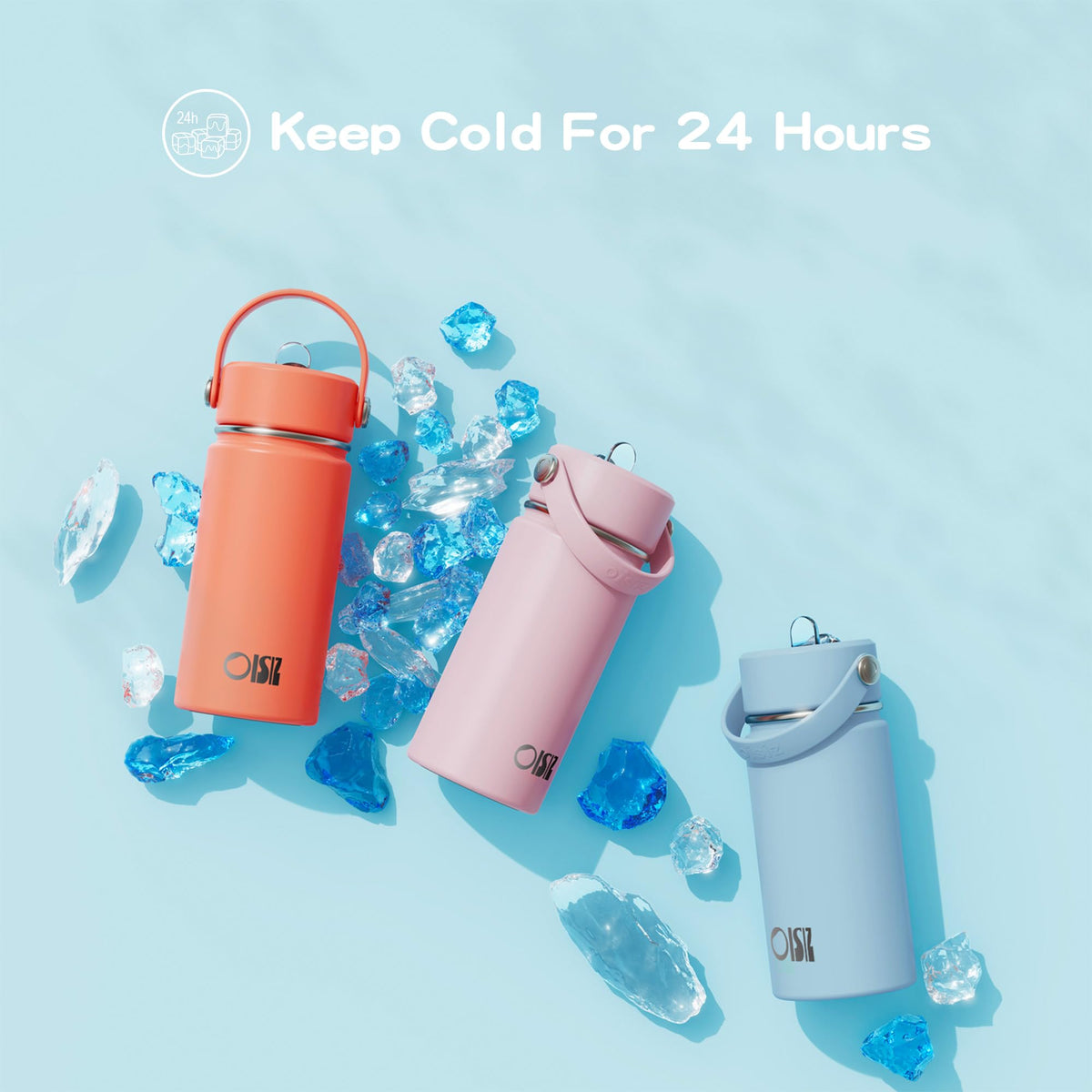 OISIZ Kids Water Bottle with Straw Lid 14oz, Vacuum Insulated 316 Stainless Steel Water Bottles for Kids for School, Leakproof Water Bottle, BPA Free and Keep Cold for 24 Hours