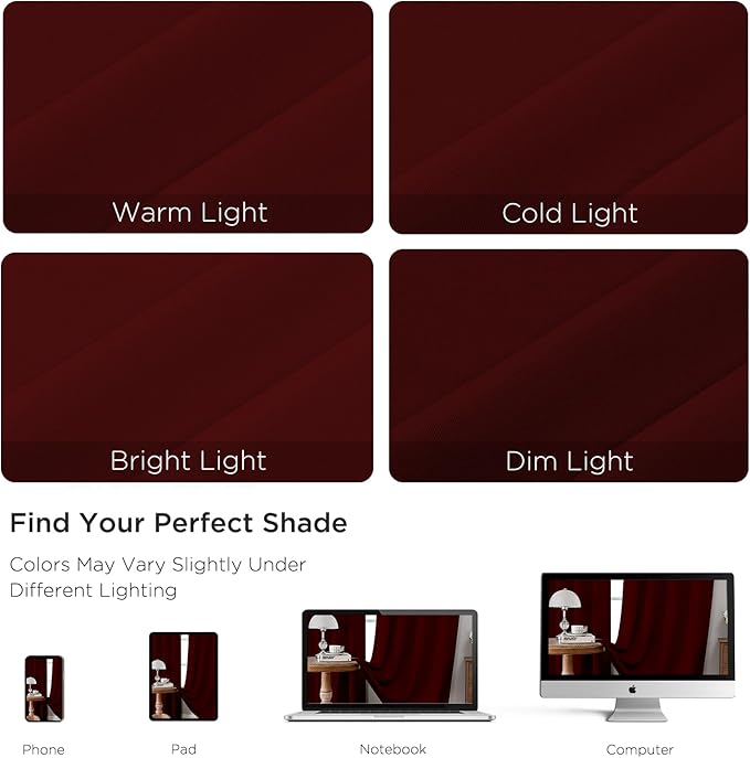 CUCRAF Burgundy Red Blackout Curtains Customize, Rod Pocket Room Darkening