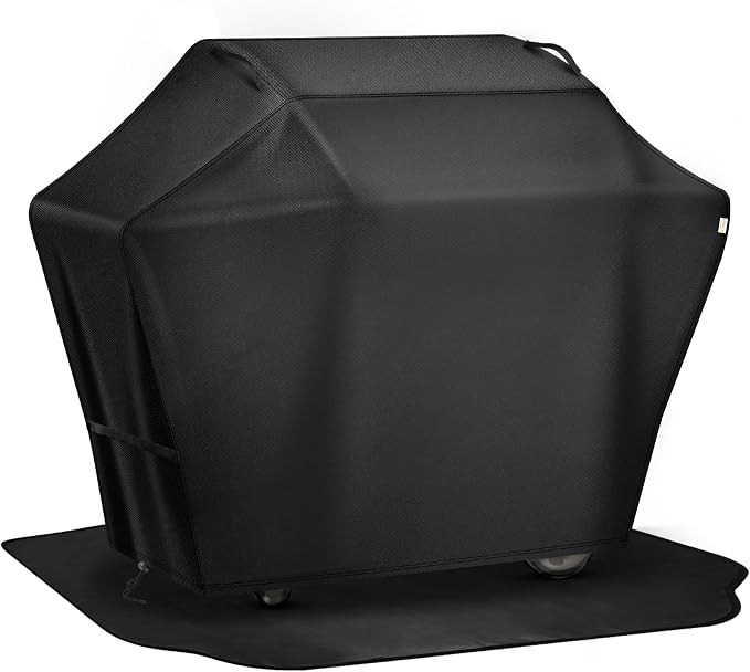 Grill Cover 48 Inch & Under Grill Mat,Grill Cover for Outdoor Waterproof Weather Resistant,UV & Fade Resistant, Compatible with Weber Nexgrill Charbroil Kenmore Gas Grill, Black
