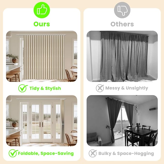 AJAZZ Blackout Accordion Door Curtain 98"x78" Cream Yellow