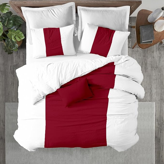 Kotton Culture 120"x98" 1 Pc Oversized King Duvet Cover Only 100% Egyptian Cotton - 600 TC Comforter Cover, Zipper Closure & Corner Ties - Fits Large King Inserts (Oversized King, Snow Red)