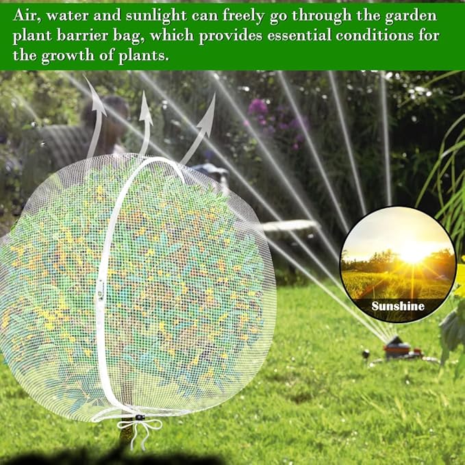 Fruit Tree Netting Covers with Zipper to Protect from Squirrels and Birds Large Netting for Fruit Trees Net Protection, White, 10' x 13', 1 Pack