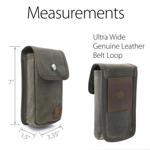 Diodrio EDC Belt Pouch for Men Women, Waist Bag With Belt Loop for Hiking, Fishing, Camping, Snap Closure, Classic Waxed Canvas, Oliver Medium