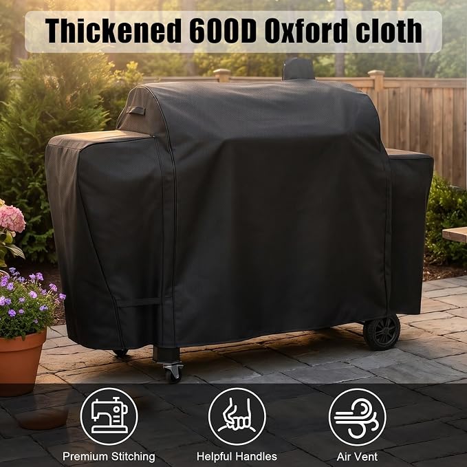 QuliMetal Grill Cover for Pit Boss Pro Series Triple-Function Combo Grill PB1100PSC1 PB1100PSC2 Sportsman PB1230 Wood Pellet/Gas Combo 1230 PB1230SP PB1230G, PB 67364-600D Fade Resistant Grill Cover