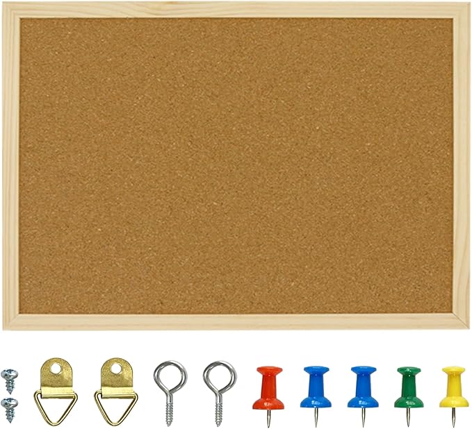OWLKELA 17.7 X 13.3 Inch Cork Board Bulletin Board, Wall-Mounted Presentation