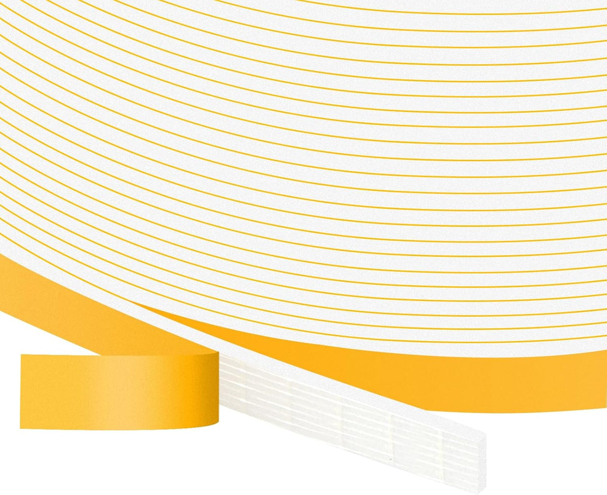 White Strong Adhesive Weather Stripping, Door Insulation Weather Strip，Door Seal Strip, Soundproof Weatherproof Weather Tape for Doors and Windows(1/4 in x 1/16 in x 66Ft)