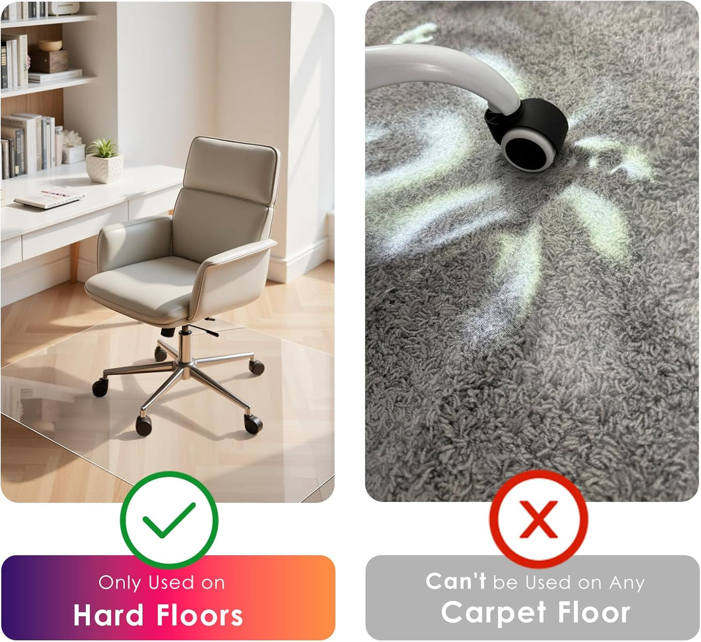 Kuyal Clear Chair mat for Hardwood Floor 44 x 58 inches Transparent Floor Mats Wood/Tile Protection Mat for Office & Home (44" X 58" Rectangle)