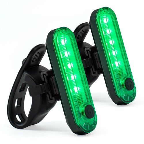 Green Bike Tail Light Rechargeable 2 Pack, Rear Bike Light for Night Riding, Back Bicycle Taillights with Great Battery Life, Easy to Install On Any Bike Trailer or Helmet