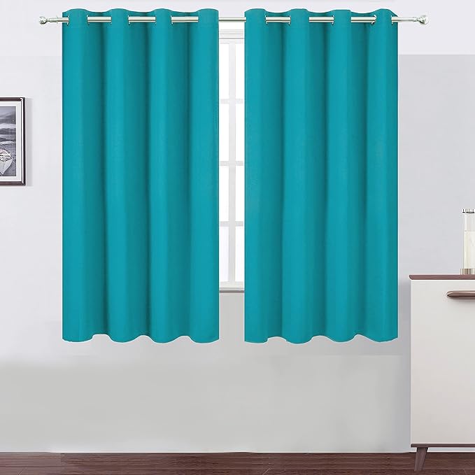 LEMOMO Teal Blackout Curtains 66 x 63 Inch Length/Set of 2 Curtain