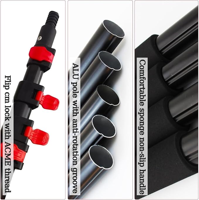 Window Cleaning Telescopic Pole,Water Fed Extendable Brush Suitable for Cleaner Conservatory Roof Photovoltaic Panel Cleaning Extendable Solar Panel Roof Cleaning Tools 10.8M