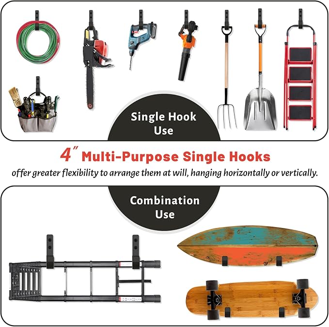 Garage Hooks 4 Inch, 6 Pack Heavy Duty Wall Hooks