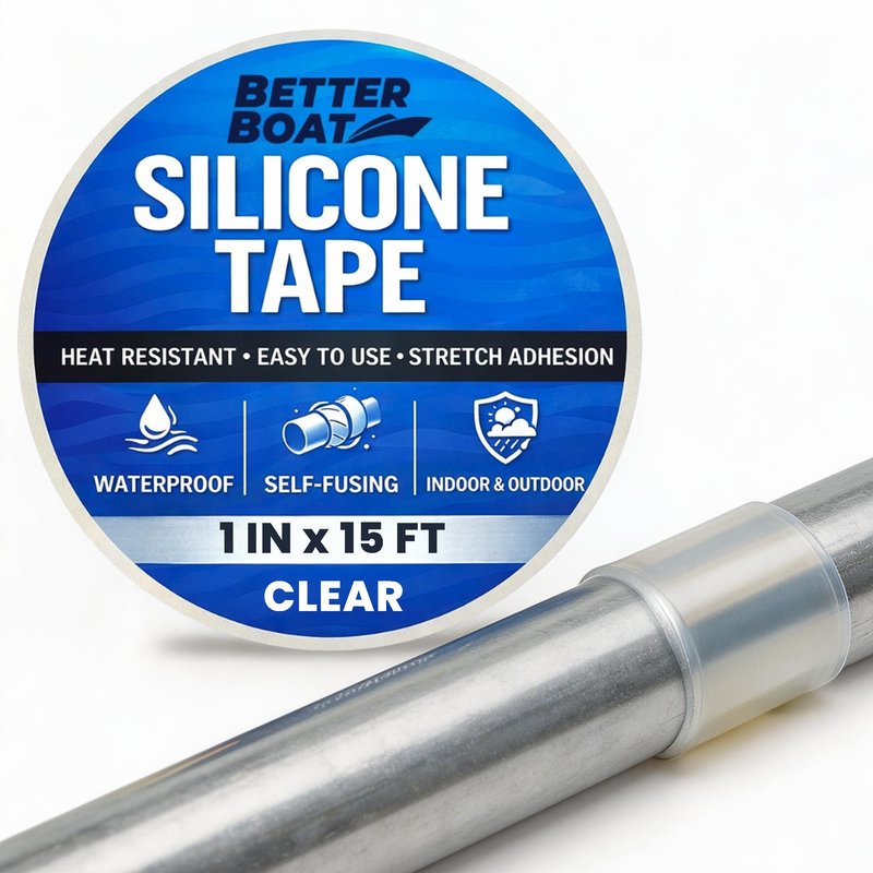 Better Boat Self Fusing Silicone Tape Waterproof Clear, Plumbing Tape for Leaks, Hose and Pipe Repair Tape, 1 in x 15 ft