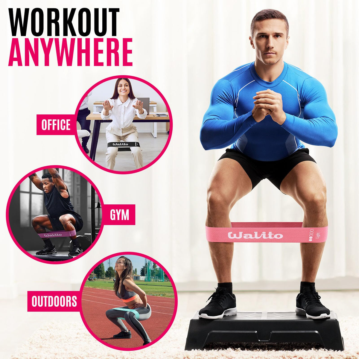 Fabric Resistance Bands for Working Out - Booty Bands for Legs -Glutes Training for Women and Men - Exercise Bands for Squats, Yoga, Physical Therapy -Home Gym Fitness