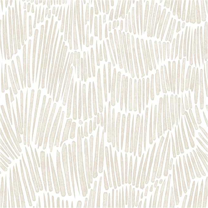 Theper Beige Peel and Stick Wallpaper Boho 17.3"×118" Modern Striped Removable