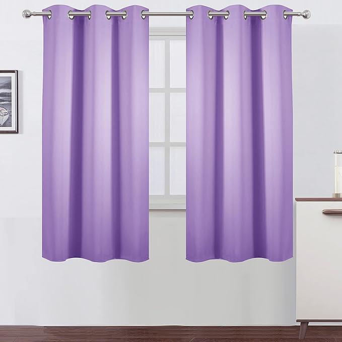 LEMOMO Lavender Blackout Curtains 38 x 63 Inch Length/Set of 2 Curtain