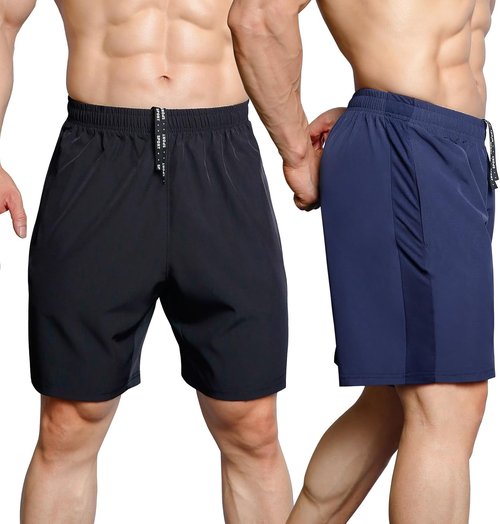 Gaglg Men's Athletic Shorts - Quick Dry Workout Running Shorts with Zipper Pockets | 7" 2-Pack