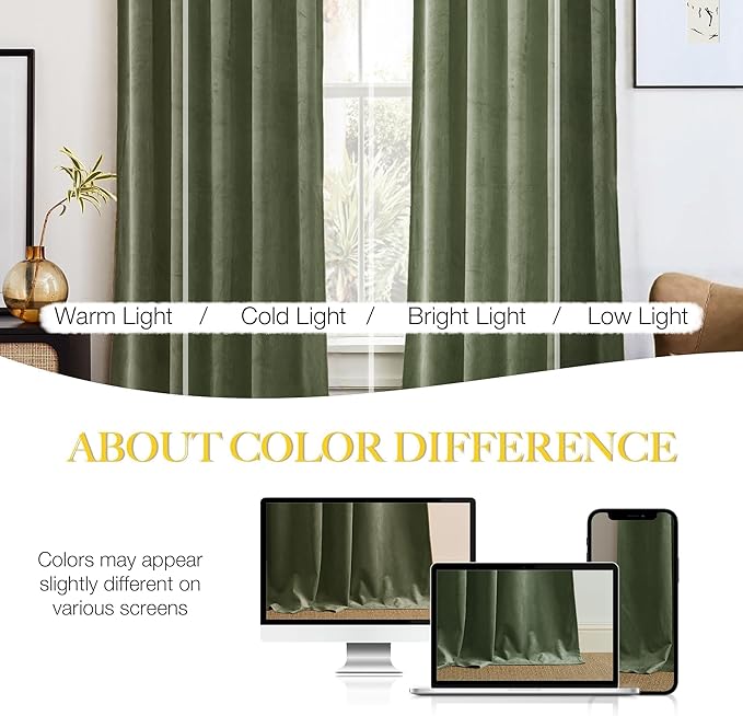 NICETOWN Sage Green Velvet Backdrop Curtains 144 inches Long 2 Panels, Wall