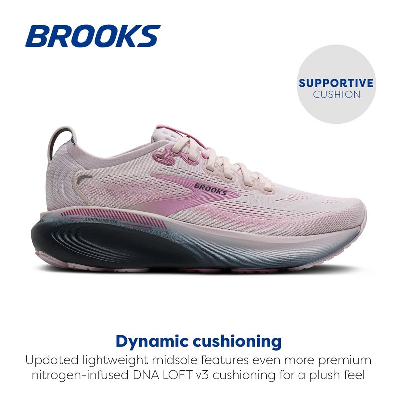 Brooks Women’s Adrenaline GTS 25 Supportive Running & Walking Shoe - Mauve/Ebony/Pink - 8.5 Medium
