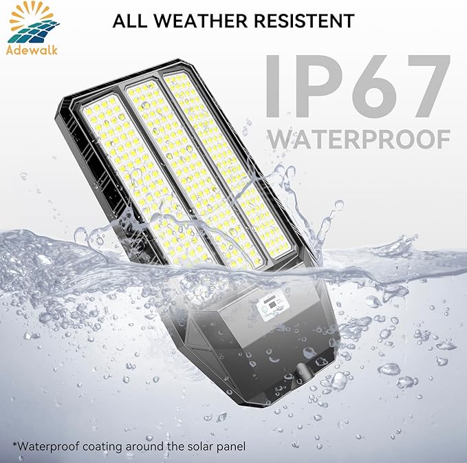 Solar Street Light Outdoor 8000W - LED Parking Lot Lights, IP67 Waterproof, Dusk to Dawn, High Lumens Solar Lights Outdoor with Motion Sensor and Remote Control 2 Pack