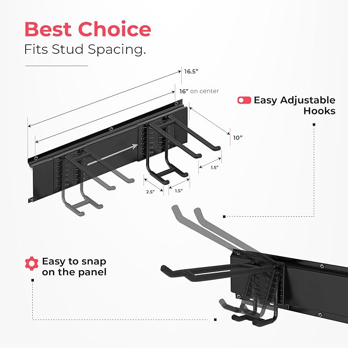 TIDYME Garage Wall Organizer | 64" Heavy-Duty Tool Storage Rack | Adjustable