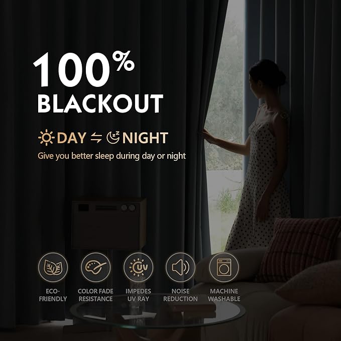 FMFUNCTEX 100% Blackout Curtains