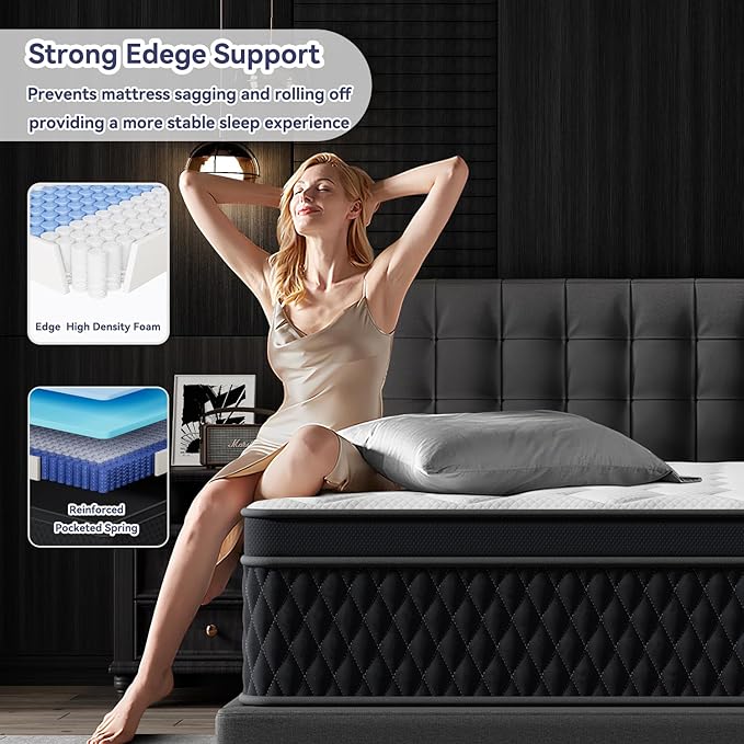 10 Inch Cal King Mattress,Memory Foam Hybrid Mattress in a Box,Individually Pocketed Springs for Isolate Motion, Pressure Relief, CertiPUR-US Certified, Fiberglass Free & Support Comfort