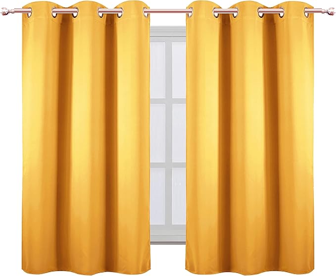 LEMOMO Yellow Blackout Curtains 34 x 54 Inch Length/Set of 2 Curtain