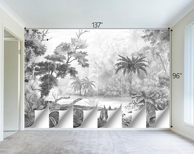 Grey Tropical Rainforest Plant wallpeper Living Room Bedroom Jungle Botanical