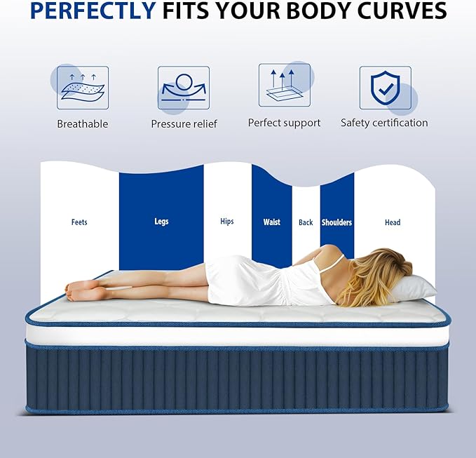 Full Mattress 14 Inch, Hybrid Full Size Mattress in a Box, Gel Full Size Memory Foam Mattress with Pocket Springs, Medium Firm Feel, Edge Support, Cool Sleep, Motion Isolation & Pressure Relief