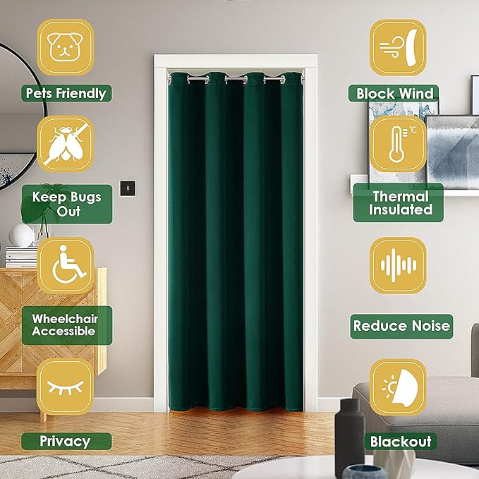 ChrisDowa Blackout Door Curtains