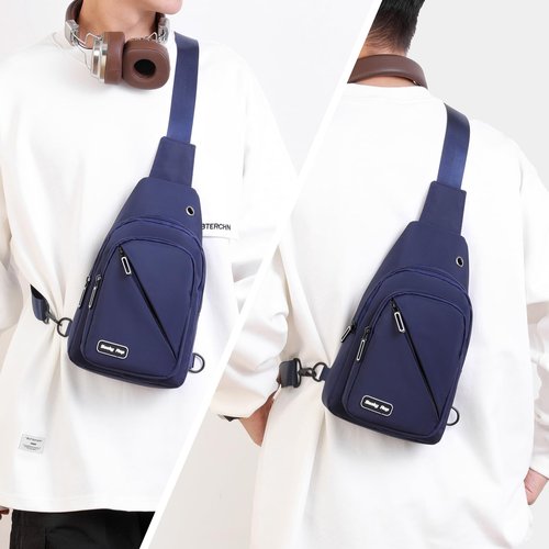 Seoky Rop Sling Bag for Men Women, Small Nylon Crossbody Bag Trendy, Casual Shoulder Chest Bag for Travel Running Hiking Blue