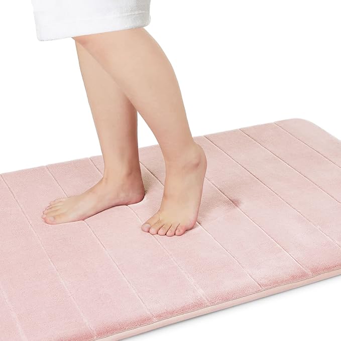 Yimobra Bathroom Runner Rugs 72"x24" Non Slip Washable Memory Foam Bath Mat, Super Soft Water Absorbent Hallway Carpet for Vanity Tub Shower, Pink