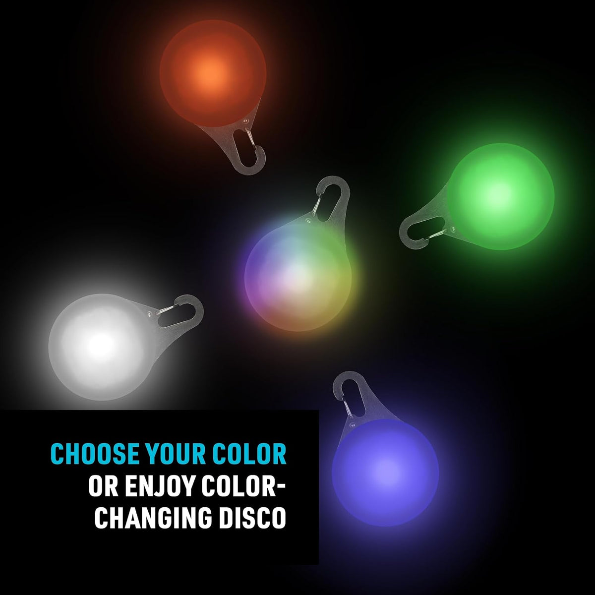 Nite Ize SpotLit XL Rechargeable Carabiner Light - Carabiner Keychain Clip with LED Light - Clip Color-Changing Light for Collars or Keys - Disc-O Select