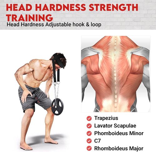 DEFY Neck Harness, Weight Lifting Neck Exerciser - Workout Equipment for Head, Neck Strengthener for Gym Training – Head Exercise for Men Women - Nylon Adjustable Straps with Metal Chain (Black)