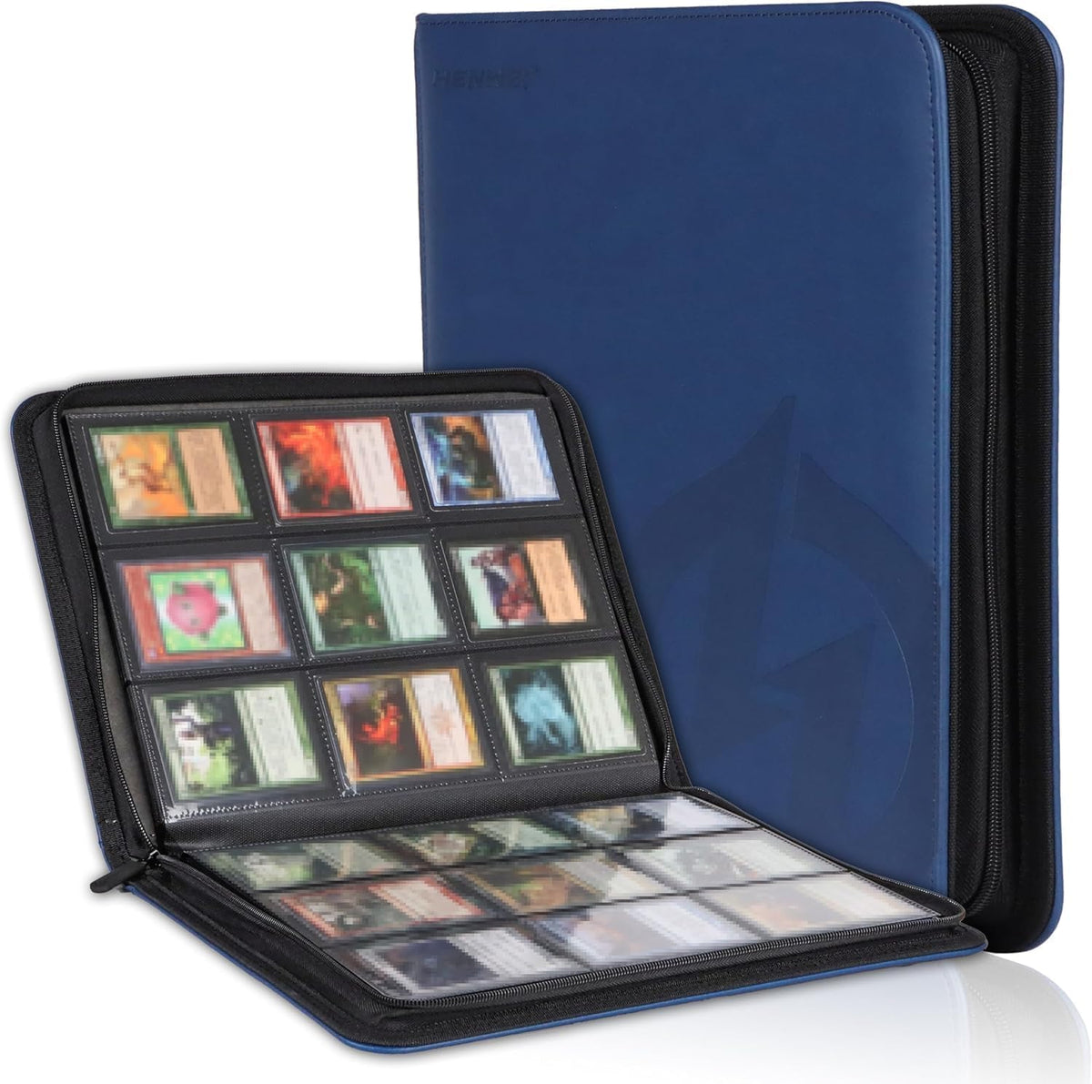 Skiennix 9-Pocket Trading Card Binder - Premium PU Leather & Soft Suede Lining | Holds 360 Cards