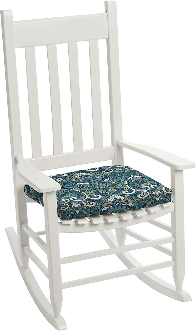 Arden Indoor/Outdoor Seat Or Rocking Chair Cushion, 19 x 18, Water Repellent, Rain Proof, Fade Resistant Cushion for Rocking Or Dining Chairs Sapphire Aurora Blue Damask