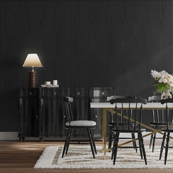 Abyssaly Black Wood Wallpaper 15.7 Inch X 196 Inch Peel and Stick Paper