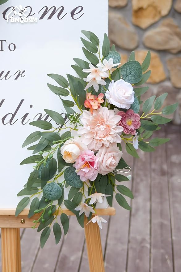 Faux Flowers Wedding Arch Flowers Kit(Pack of 2) for Wedding Decor Ceremony and Reception Backdrop Decoration (Dark Pink)