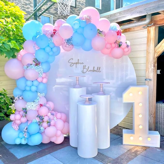 Pink and Blue Balloons, 50 Pcs 12 Inch Pink Blue Party Balloons With Pink Blue Latex Balloon Ribbon Pink blue Balloons for Birthday Baby Shower Gender Reveal Wedding Party Decoration