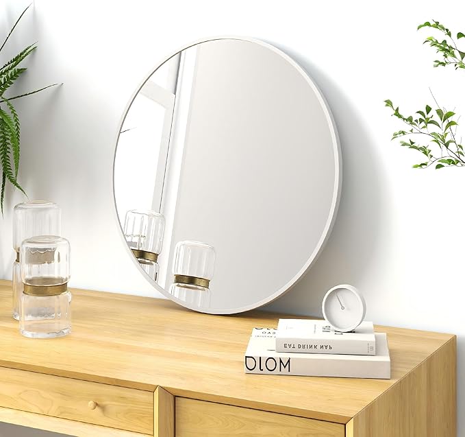 SCWF-GZ 20" Round Mirror Circle Wall Mounted Hanging or Against Wall Metal