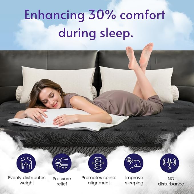 Queen Size Mattress, 16 Inch Deluxe Hybrid Queen Mattress in a Box, Medium Firm Mattresses With Gel Memory Foam & Pocket Springs, Pressure Relief, Cooling, Extra Edge Support [Upgraded Support]
