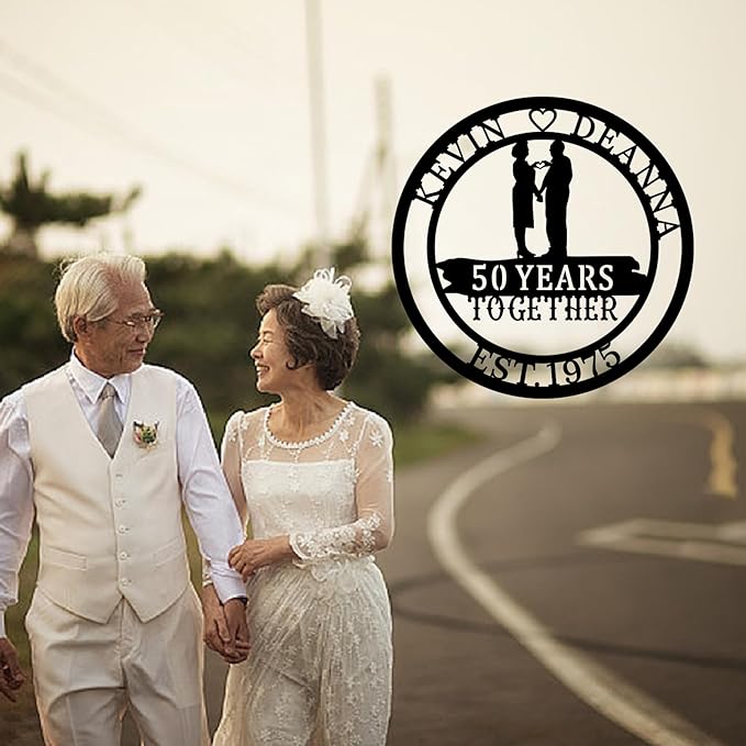 50th Wedding Gifts for Parents 20th/30th/40th/60th/Every Anniversary Wedding Gifts for Couple Parent Husband Wife, Best Anniversary Custom Gifts, Custom Metal Name Sign