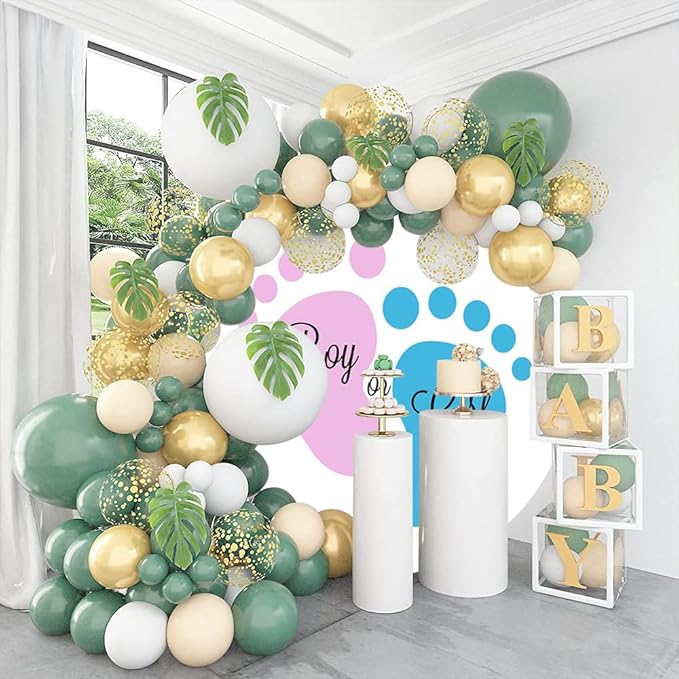OERJU Round Gender Reveal Backdrop Cover Baby Feet Round Backdrop Blue or Pink Boy or Girl Circle Backdrop Cover Newborn Baby Shower Pregnancy Surprise Party Decorations Photography Background 3ft