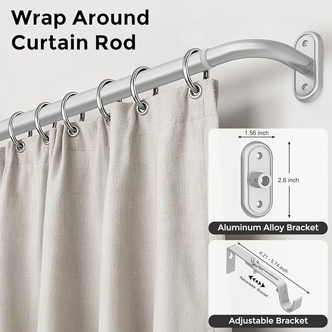 2 Pack Curtain Rods 36-88 Inch, 1 Inch Adjustable Heavy Duty Room Darkening