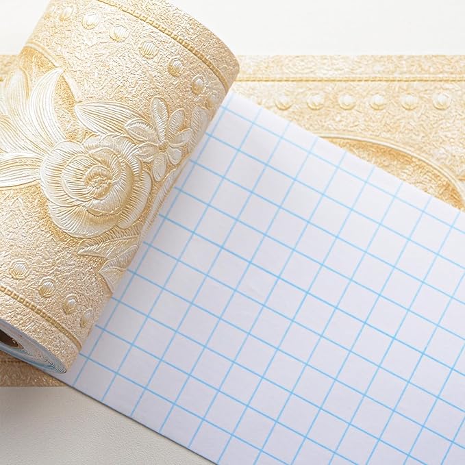 AbaBoorty Beige Floral Wallpaper Border Decor 394"X4.1" Peel and Stick Wall