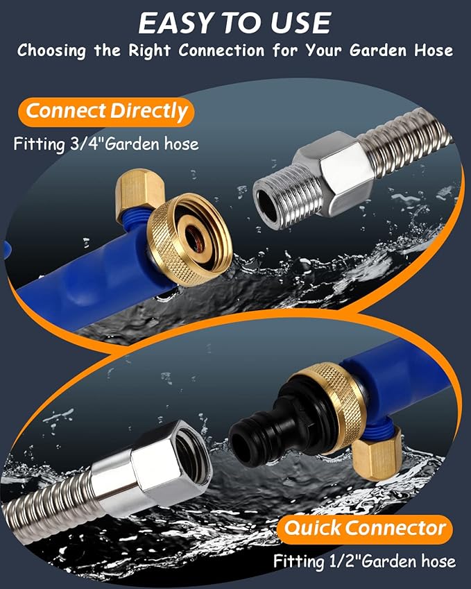 Upgraded Jet Nozzle for Garden Hose Power Washer Wand Hydro Jet High Pressure Washer Tools with 2 Different Nozzles and Hose Quick Connectors