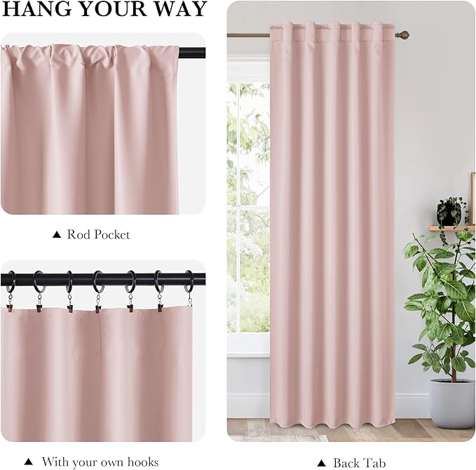 RYB HOME 100% Blackout Basement Curtains 36 inches Long, Heat & UV Blocking