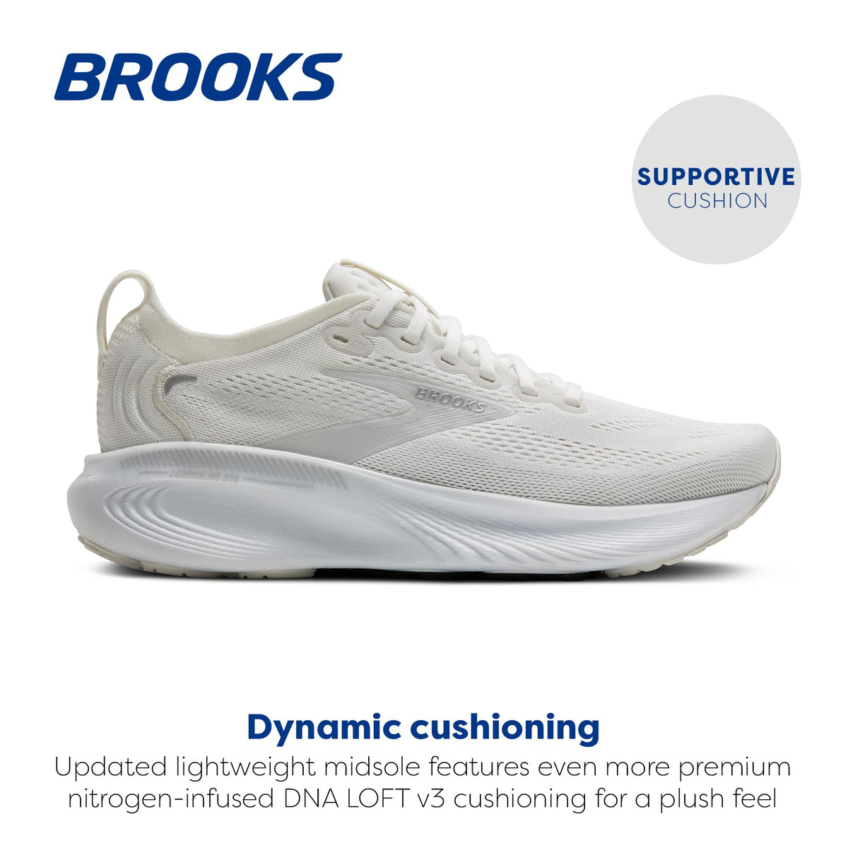 Brooks Women’s Adrenaline GTS 25 Supportive Running & Walking Shoe - White/White/Silver - 10.5 Wide